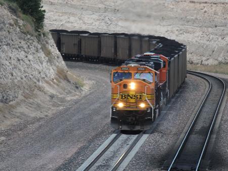 Coal train pulling the hill!